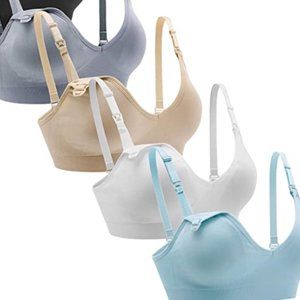 Nursing Bra 4pack Wireless Deep V Neck Maternity Bralette in L with extenders